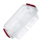 Rectangular box for food, capacity 500 ml, 2 compartments, transparent